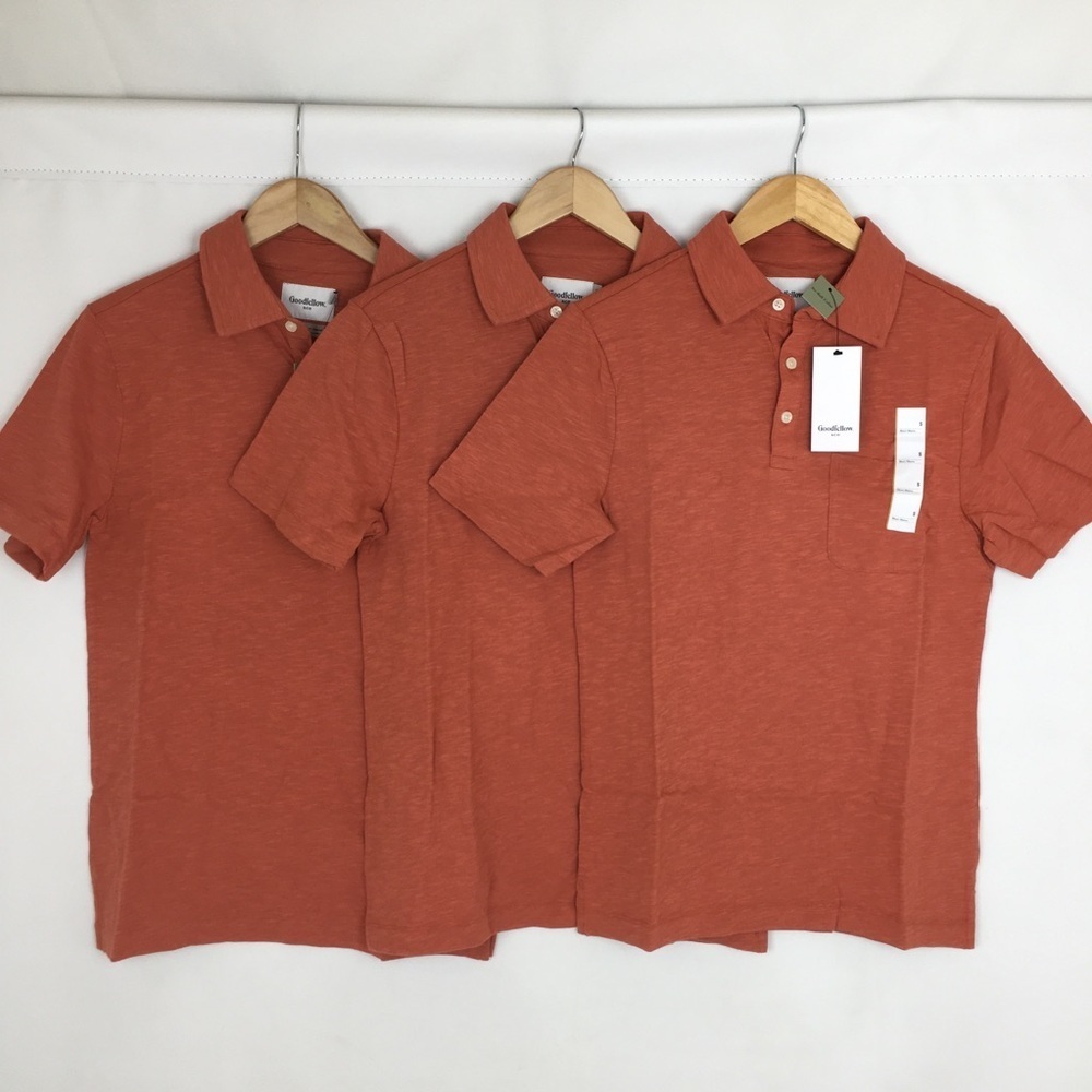 Goodiefellow Mens Polo Shirt Collared 3 Button Short Sleeve Bundle of 3 NEW Sz S